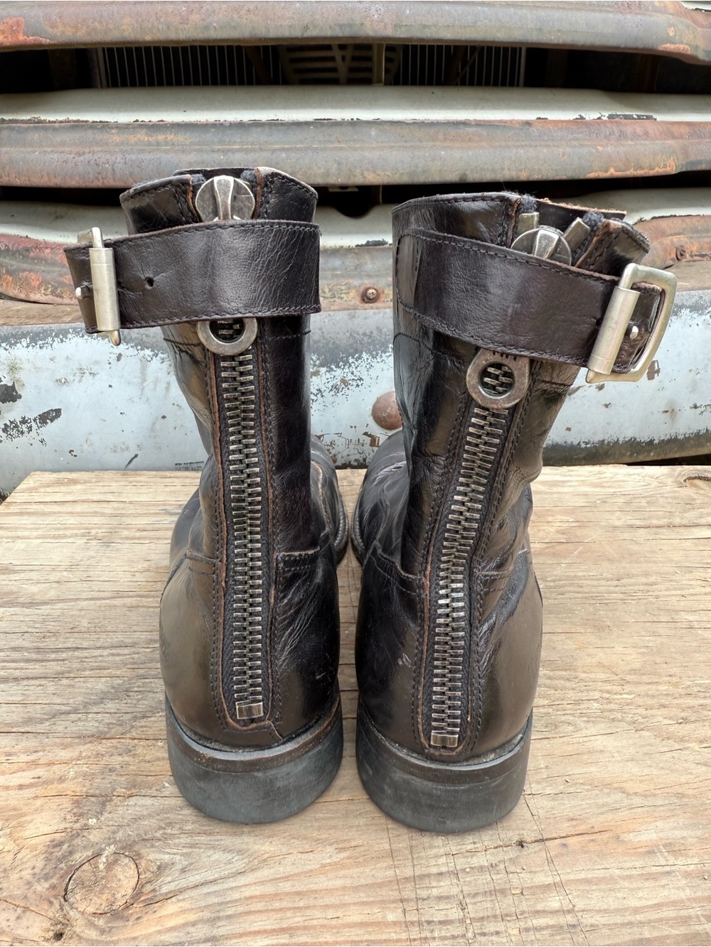 Paul Smith x Triumph Black Leather Motorcycle Buckle Boots Size 38.5 (8) - Picture 8 of 11